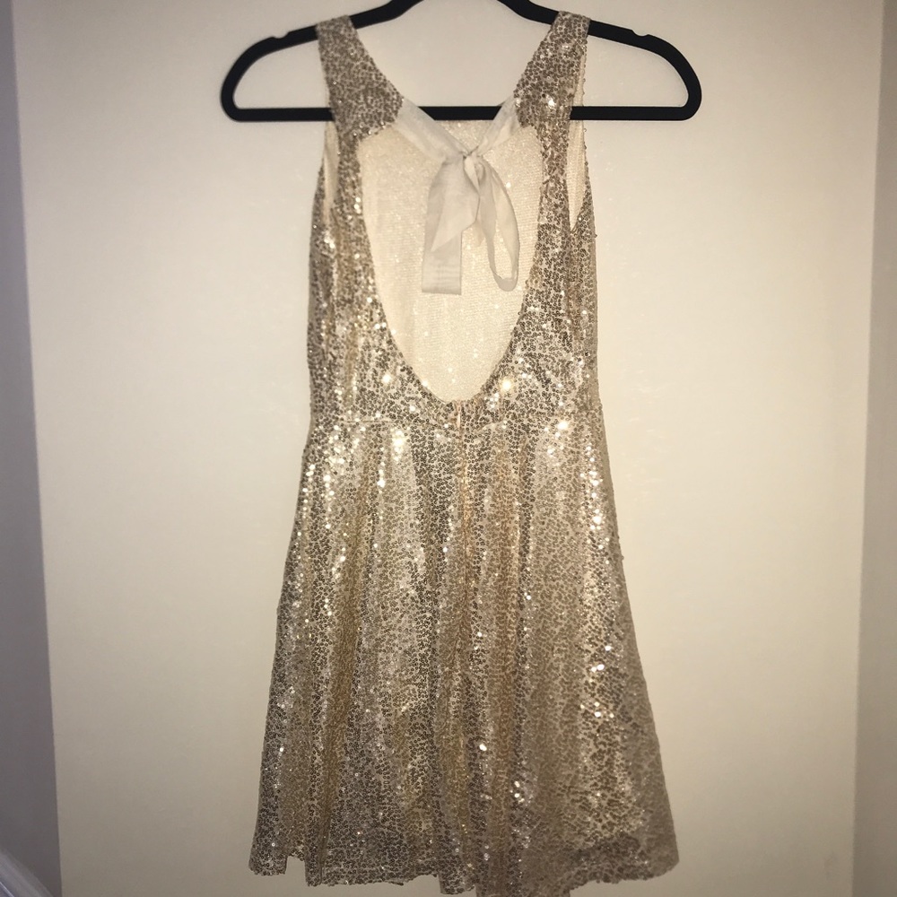 Gold Sequin Dress with Back Bow